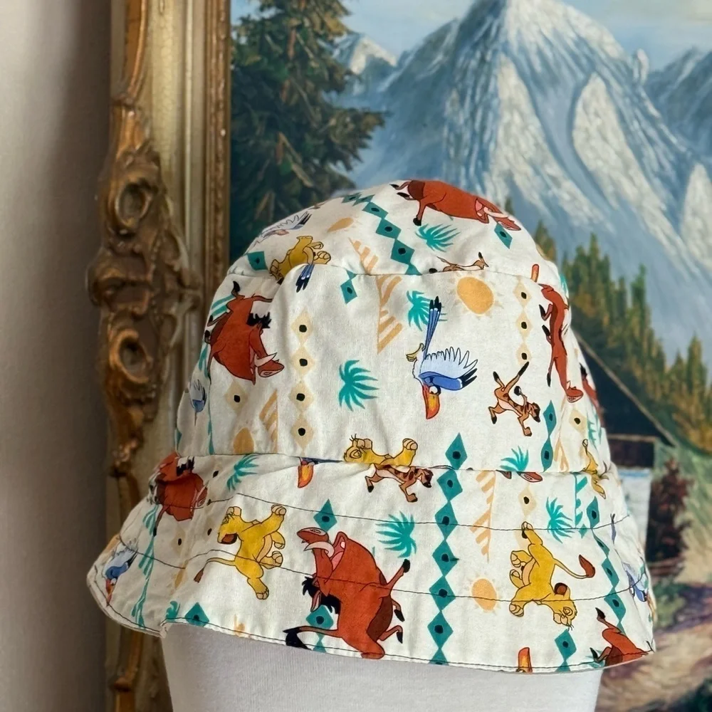 Handmade Vintage Lion King Colorful Sun Beach Safari Adventure Kids Bucket Hat